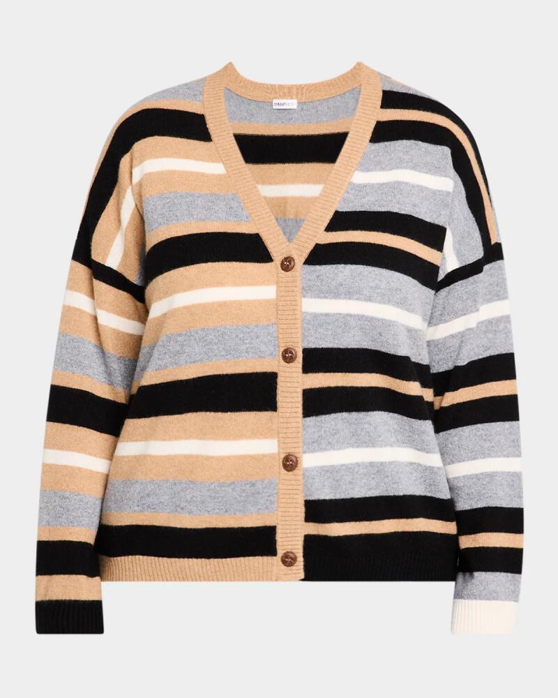 Minnie Rose Plus Size Striped Cashmere Cardigan Cover