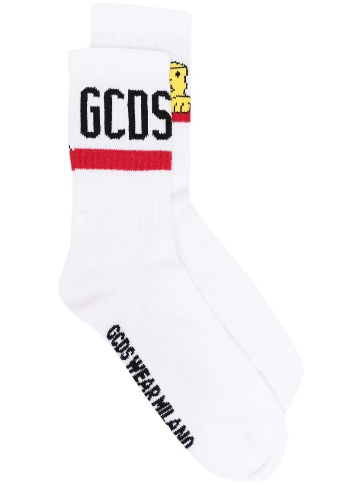 GCDS embroidered cotton socks - White Cover