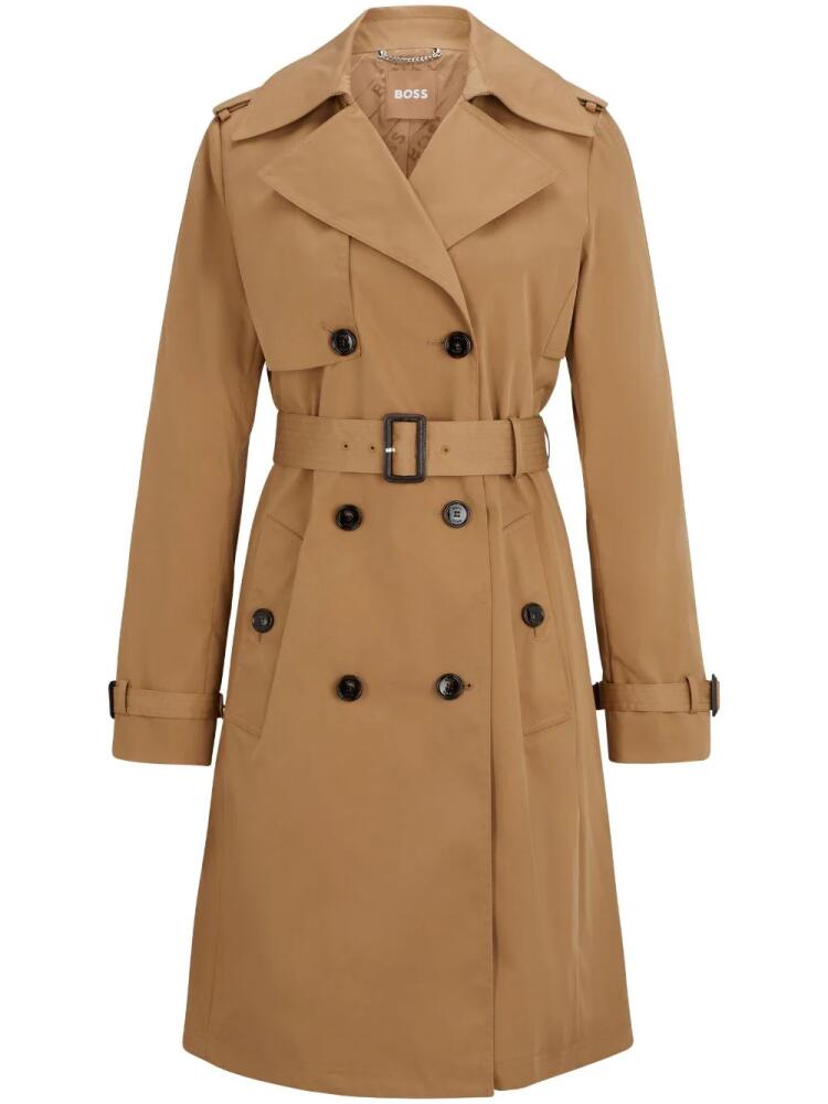 BOSS belted double-breasted trench coat - Brown Cover