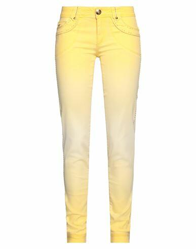 Angelo Marani Woman Pants Yellow Cotton, Polyamide, Elastane Cover