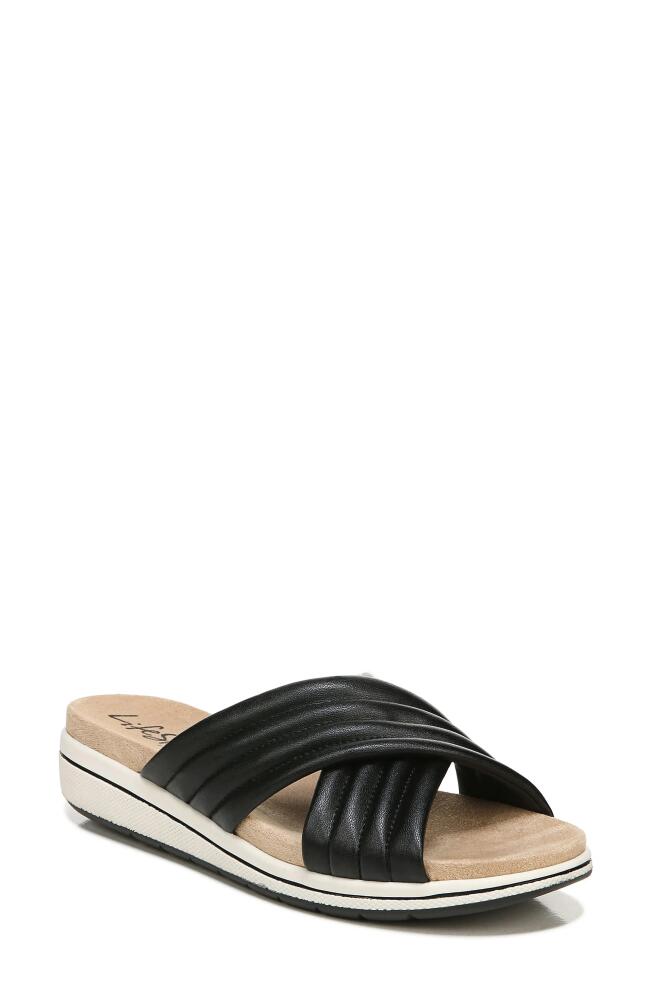 LifeStride Panama Cross Strap Slide Sandal in Black Cover