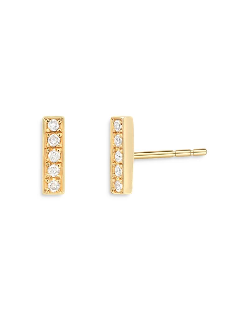 Zoe Lev 14K Yellow Gold Diamond Bar Stud Earrings Cover