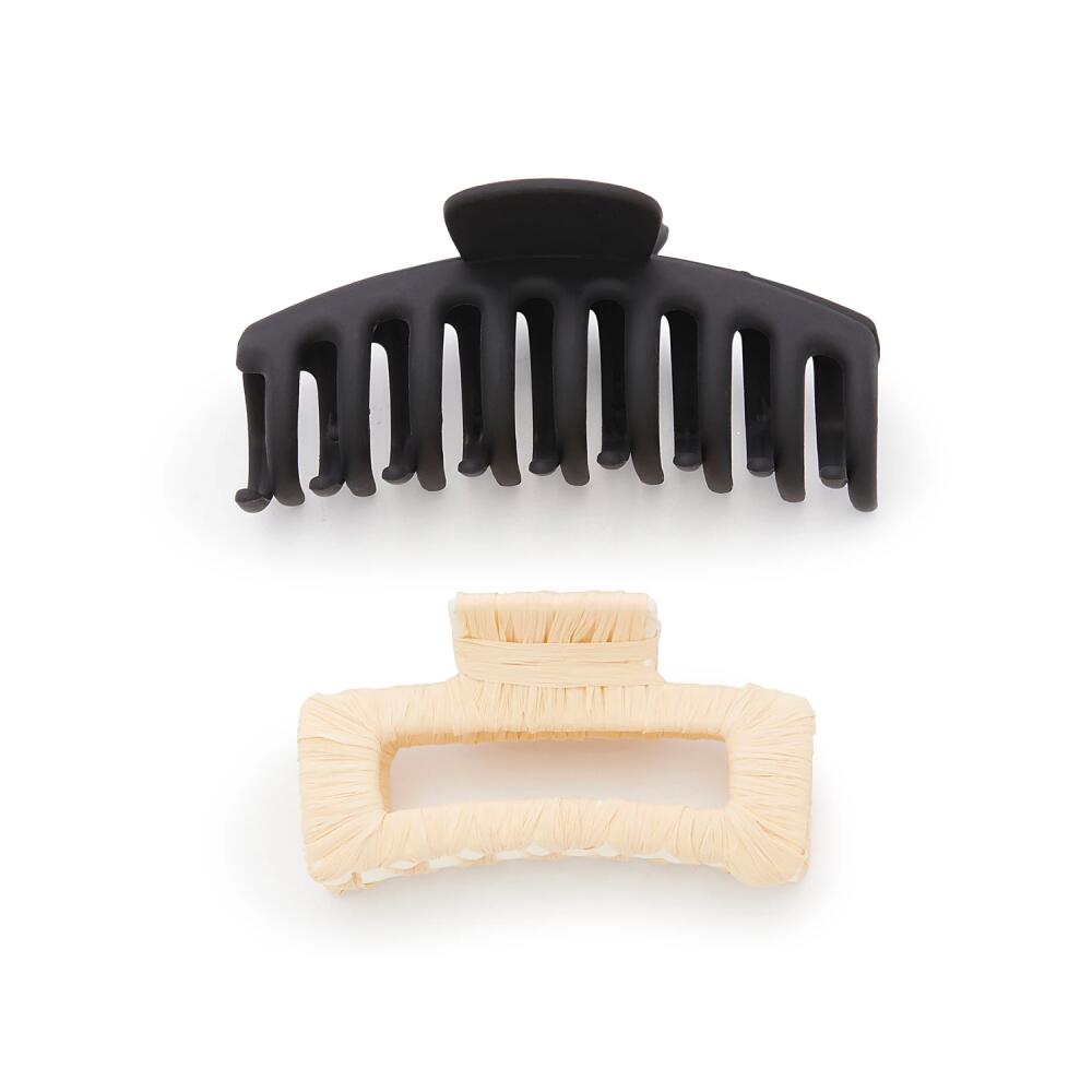 Kelly & Katie Black & Natural Raffia Claw Hair Clip Set 2 Pack | Women's | Beige/Black Cover