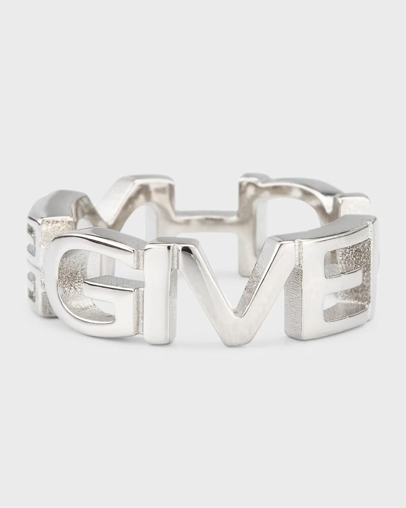 Givenchy Men's Logo Letters Silvery Band Ring Cover