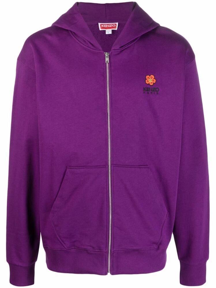 Kenzo logo-embroidery zip-up hoodie - Purple Cover