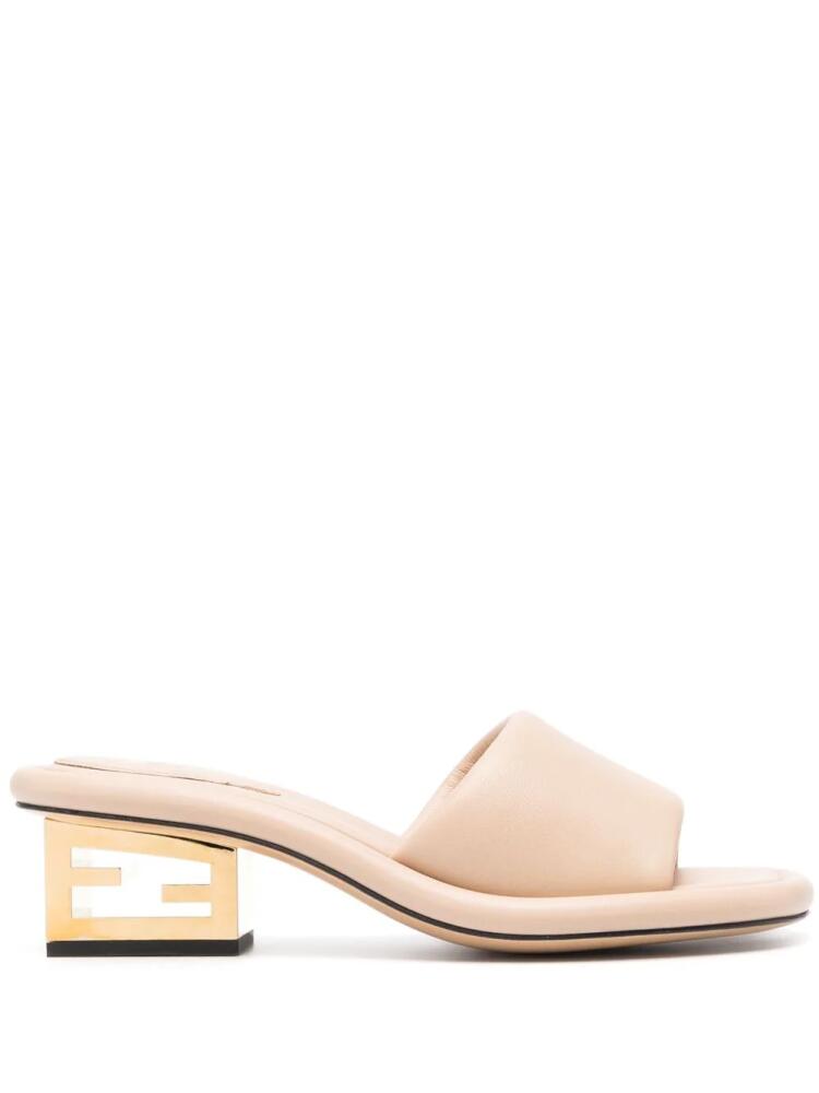 FENDI leather logo-detail mules - Neutrals Cover