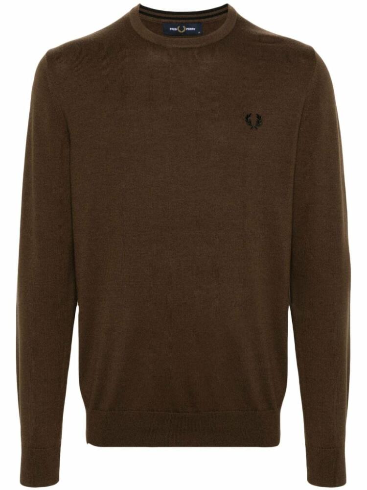 Fred Perry logo-embroidered knitted jumper - Brown Cover