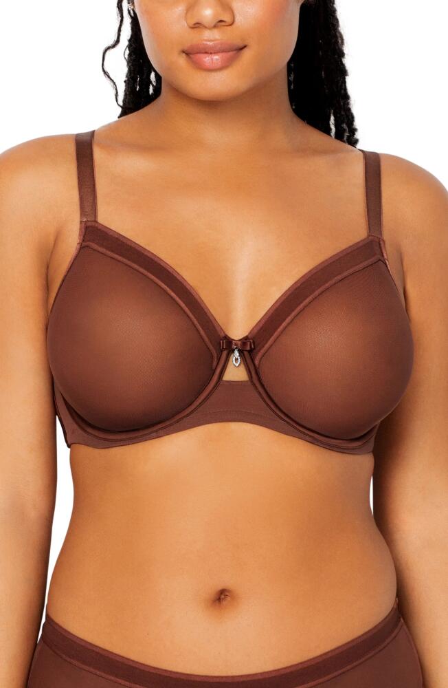 Curvy Couture Full Figure Mesh Underwire Bra in Chocolate Cover