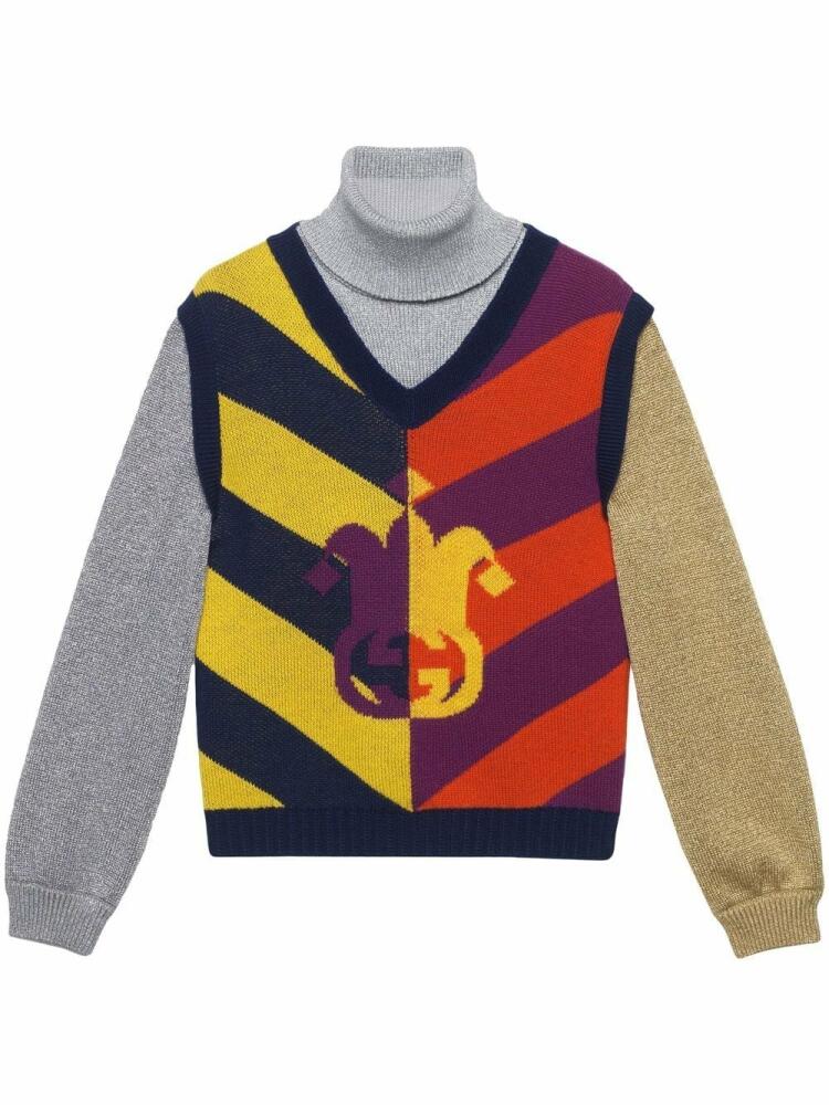 Gucci colour-block striped-jacquard jumper - Blue Cover