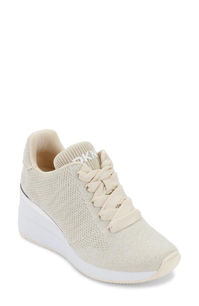 DKNY Wedge Sneaker in Bone/Silver Cover