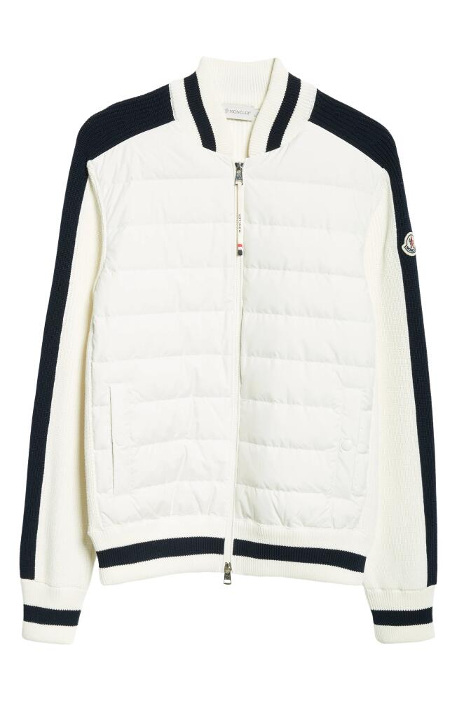 Moncler Cotton Knit & Quilted Down Cardigan in Silk White Cover