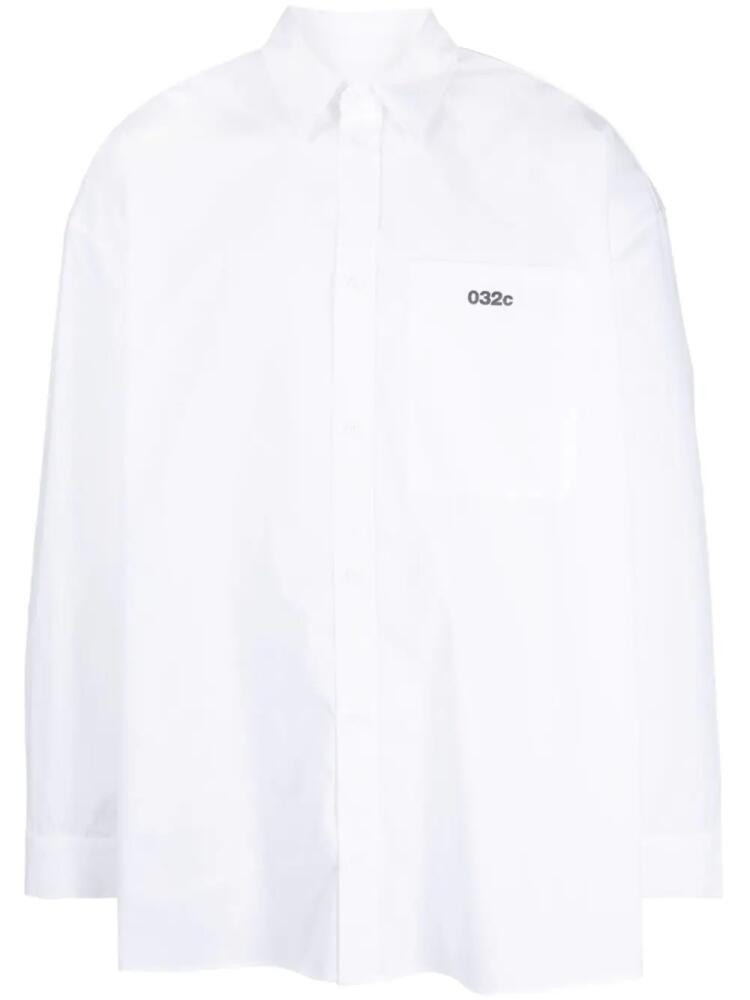 032c embroidered-logo cotton shirt - White Cover