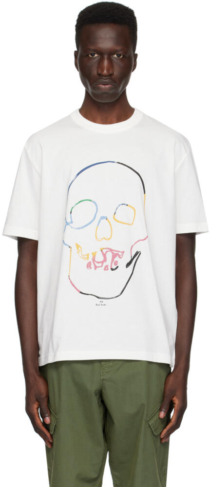 PS by Paul Smith White Linear Skull T-Shirt Cover