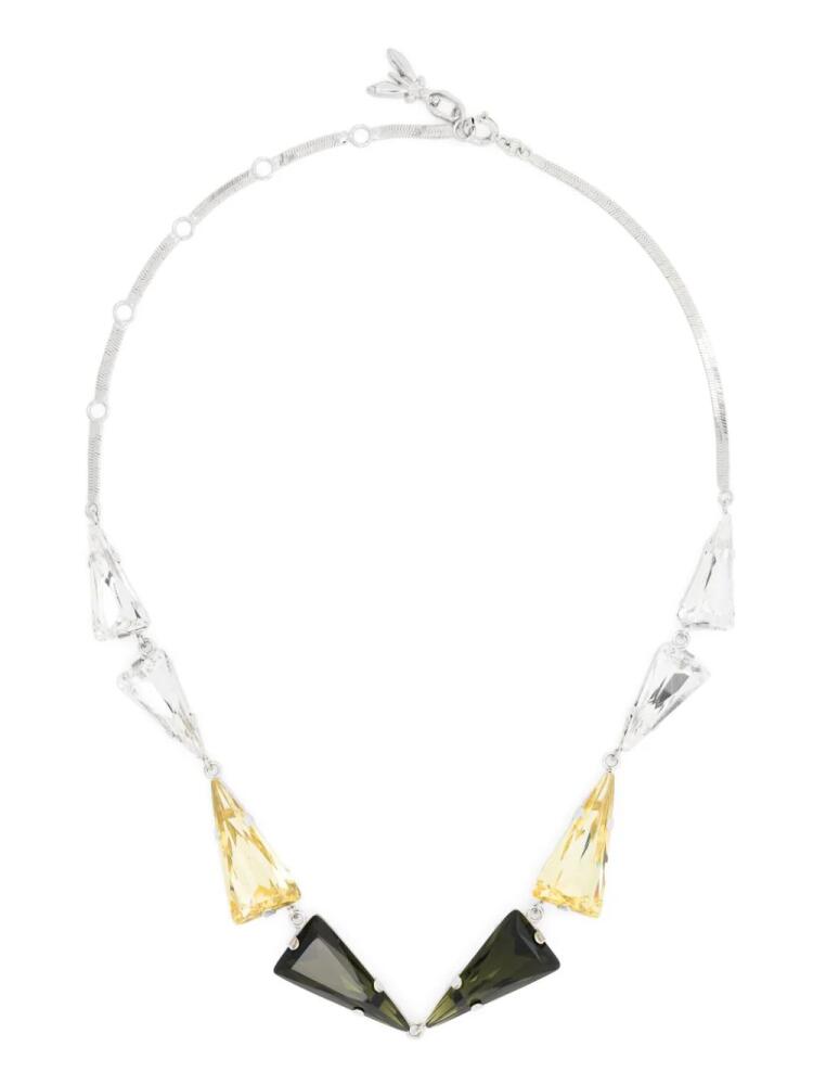 Patrizia Pepe geometric crystal-chain necklace - Silver Cover