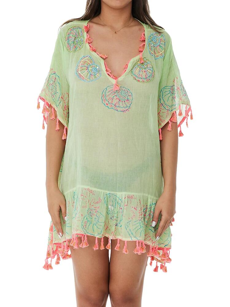 Ranee's Women's Tassel Mini Kaftan Coverup - Mint Cover