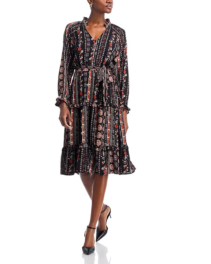 T Tahari Tiered Long Sleeve Midi Dress Cover