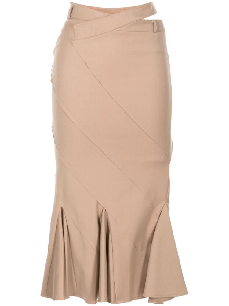 ANDREĀDAMO flared-hem flannel midi skirt - Brown Cover