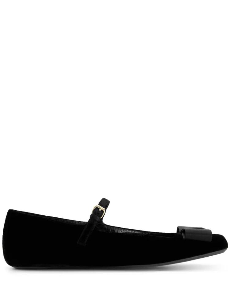 Giambattista Valli bow-embellished velvet ballerina shoes - Black Cover