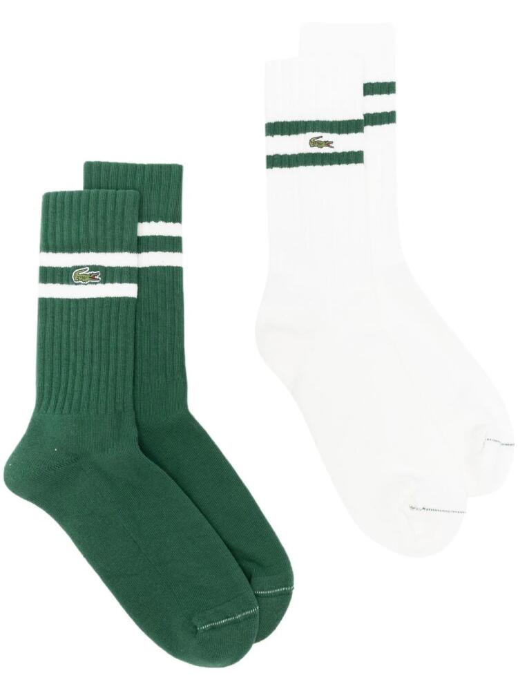 Lacoste logo-patch striped socks pack - Green Cover