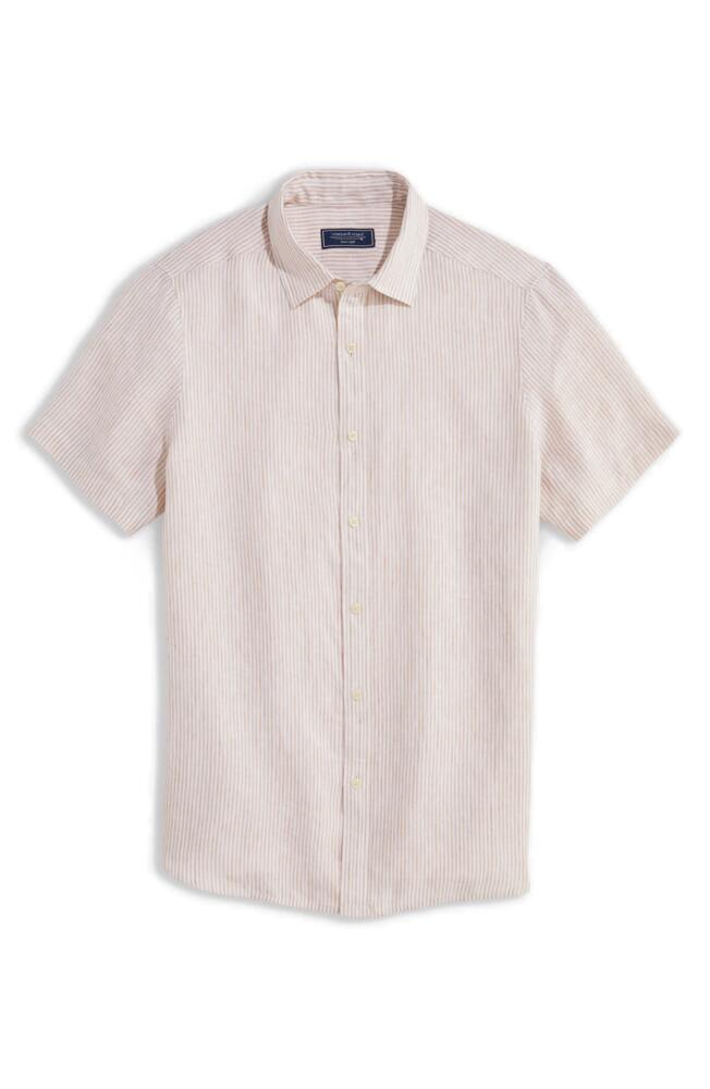 vineyard vines Stripe Linen Short Sleeve Button-Up Shirt in Cappuccino Cover