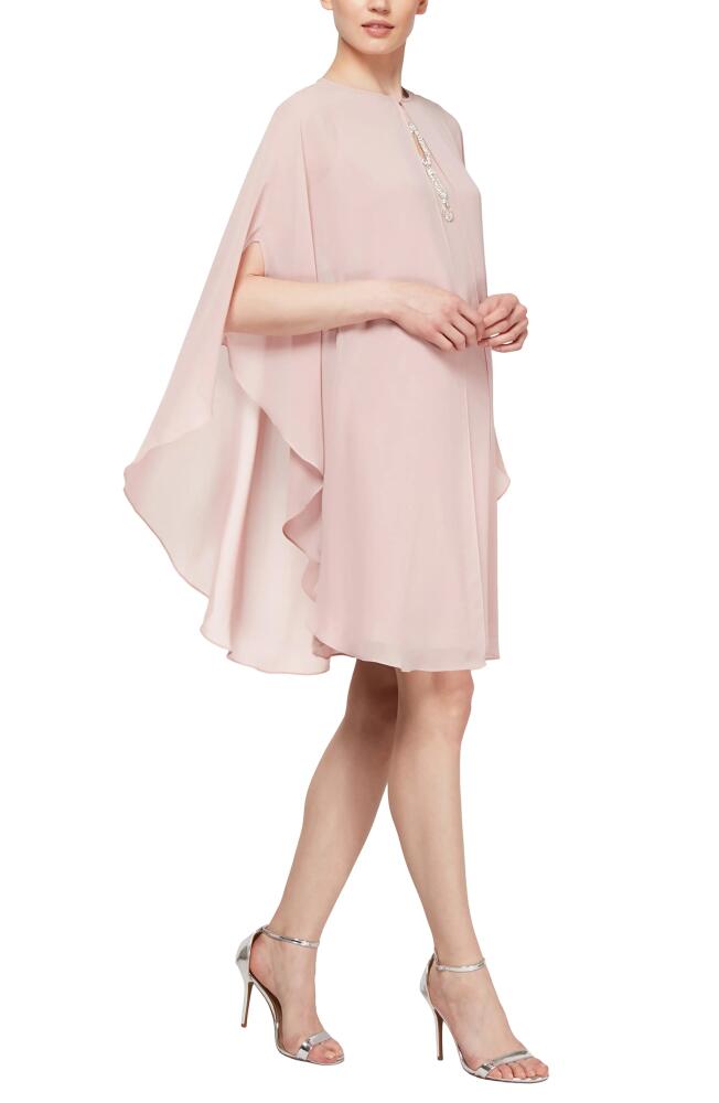 SL FASHIONS Two-Piece Cape Cocktail Dress in Faded Rose Cover