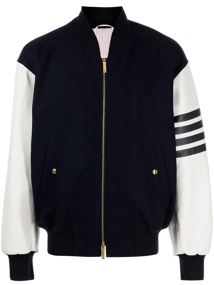 Thom Browne 4-Bar stripe bomber jacket - Blue Cover