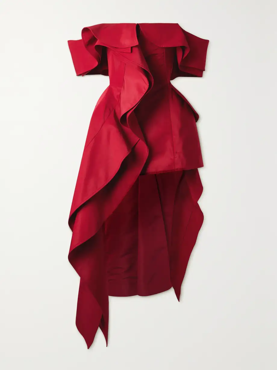 Alexander McQueen - Off-the-shoulder Ruffled Faille Gown - Red Cover