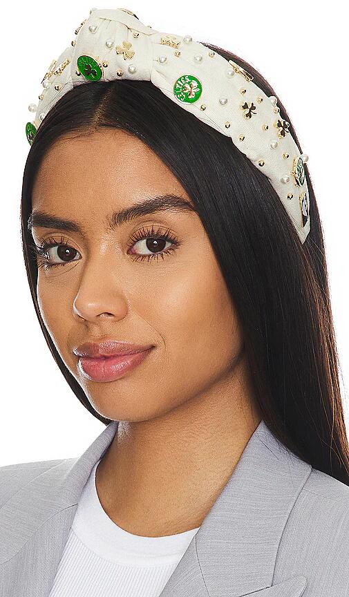 Lele Sadoughi x NBA Boston Celtics Embellished Headband in Ivory Cover