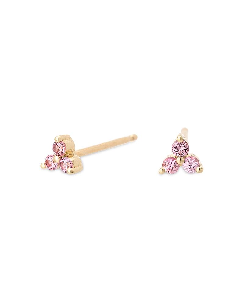 Adina Reyter 14K Yellow Gold Pink Sapphire Trillium Cluster Stud Earrings Cover