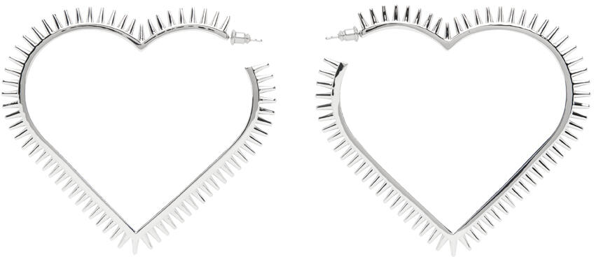 We11done Silver Large Spike Heart Earrings Cover