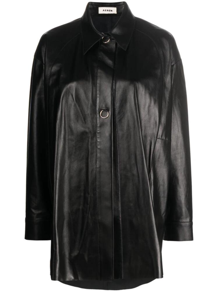 AERON Feather leather shirt - Black Cover