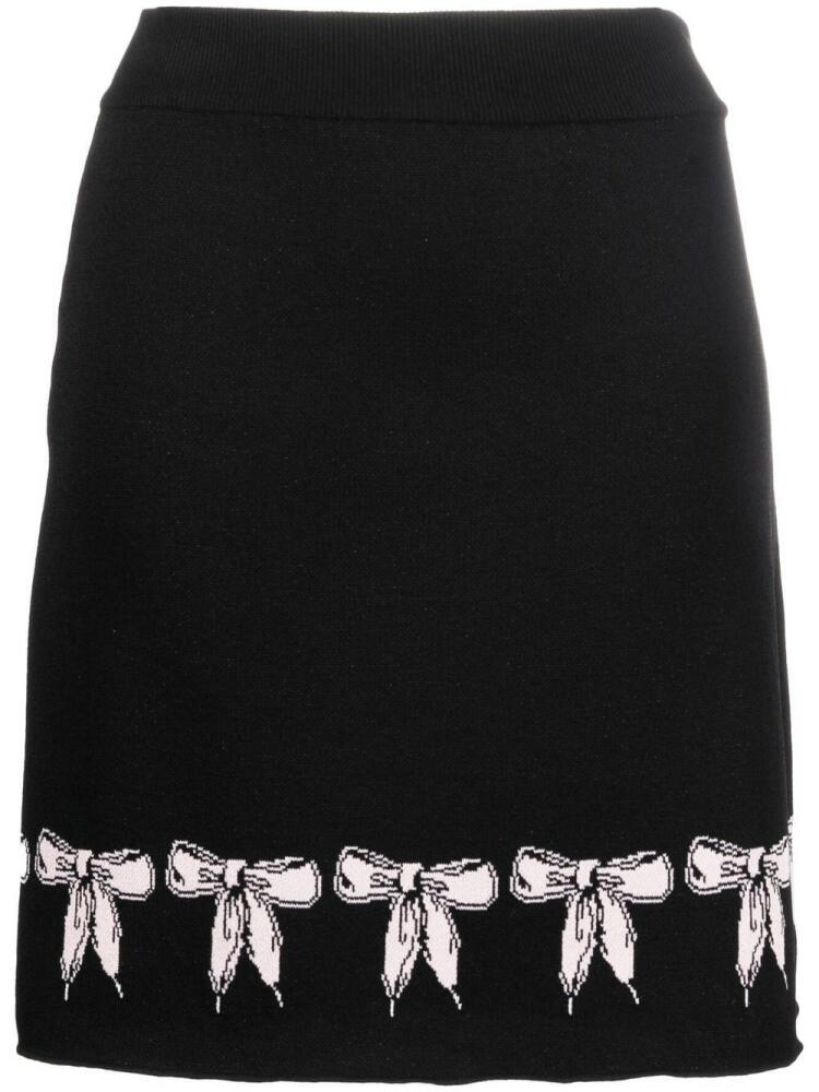 Boutique Moschino bow intarsia-knit skirt - Black Cover