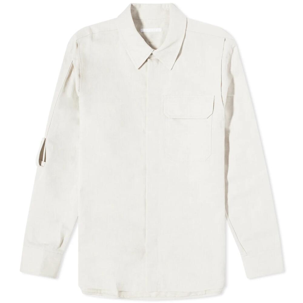 Helmut Lang Men's Linen Twill Tape Overshirt in Natural Cover