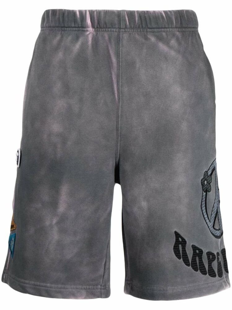 AAPE BY *A BATHING APE® logo-patch acid-wash shorts - Grey Cover