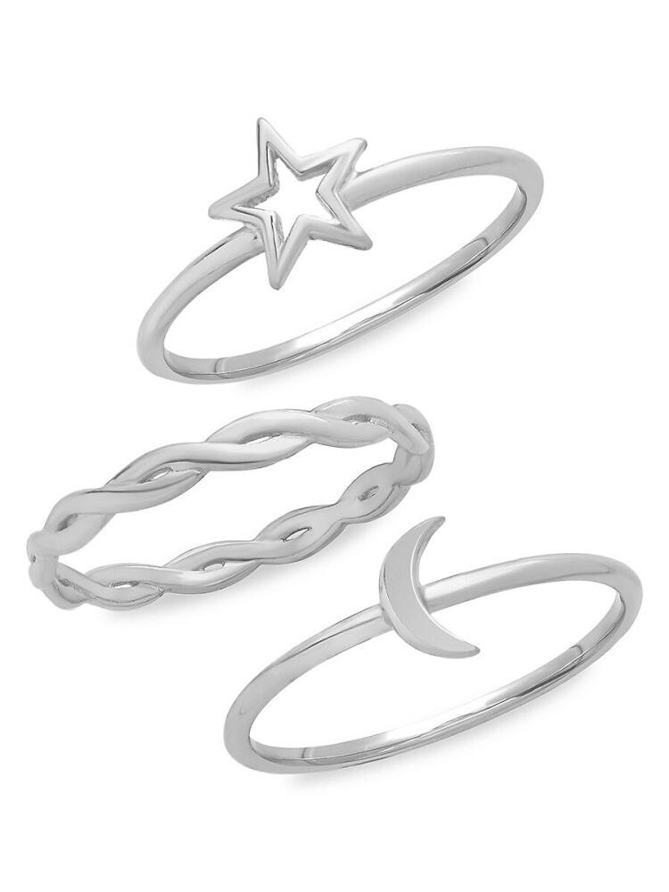 Sterling Forever Women's 3-Piece Sterling Silver Celestial Stackable Ring Set Cover