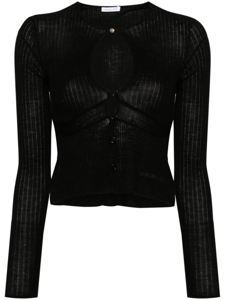 Patrizia Pepe ribbed-knit wool cardigan - Black Cover