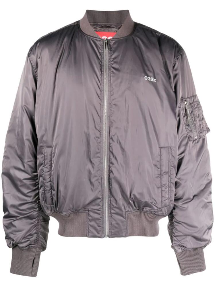 032c chest logo-print bomber jacket - Grey Cover