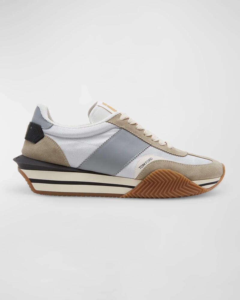 TOM FORD Men's James Textile and Leather Low-Top Sneakers Cover