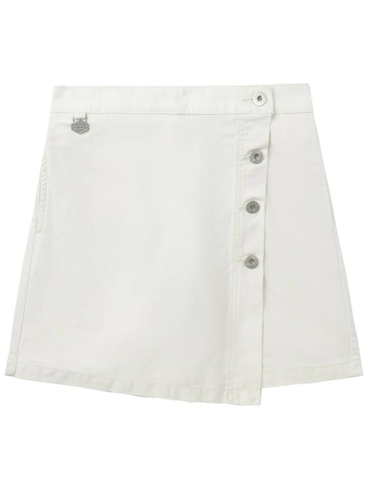 CHOCOOLATE wrap-front denim shorts - White Cover