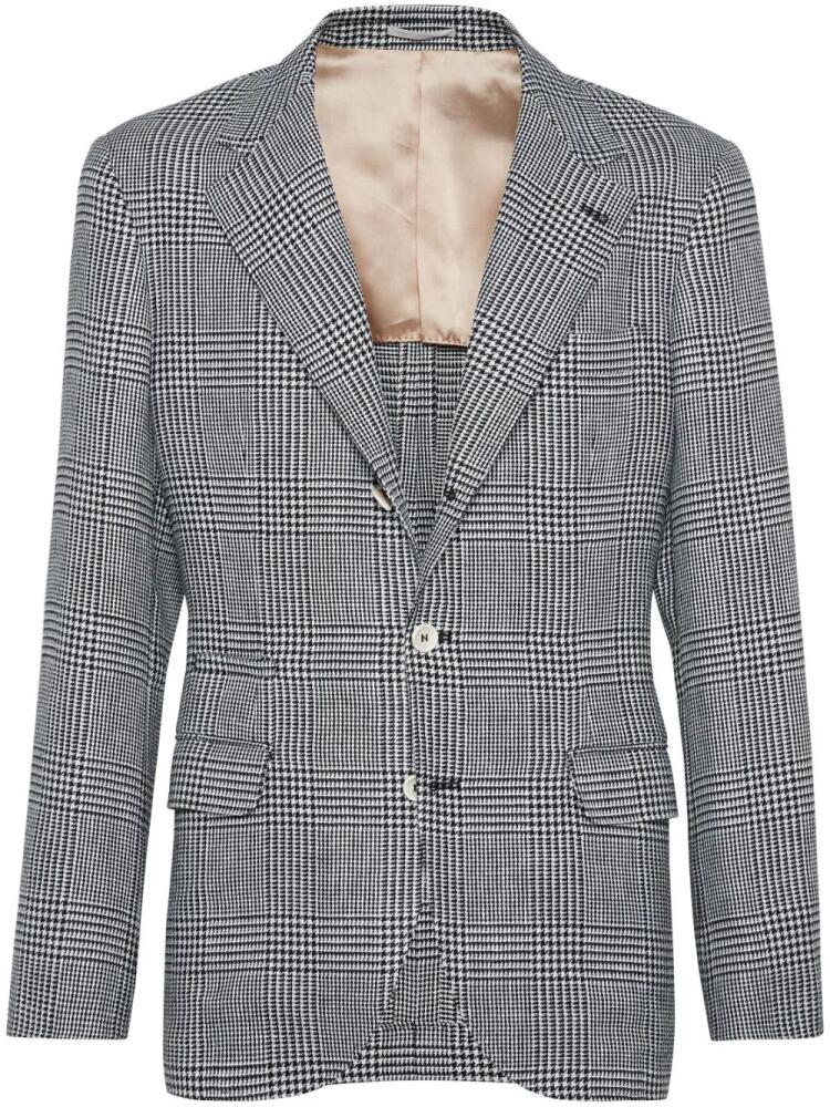 Brunello Cucinelli puppytooth linen blazer - Black Cover