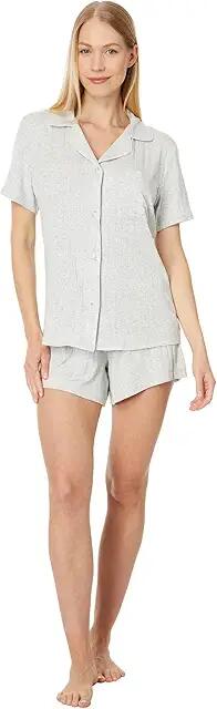 Eberjey Gisele Rib Relaxed Short Pj Set (Light Heather Grey) Women's Pajama Sets Cover