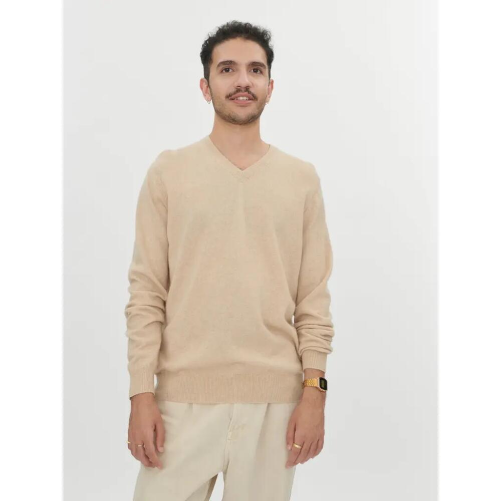 Gobi Cashmere V-Neck Sweater in Beige Cover