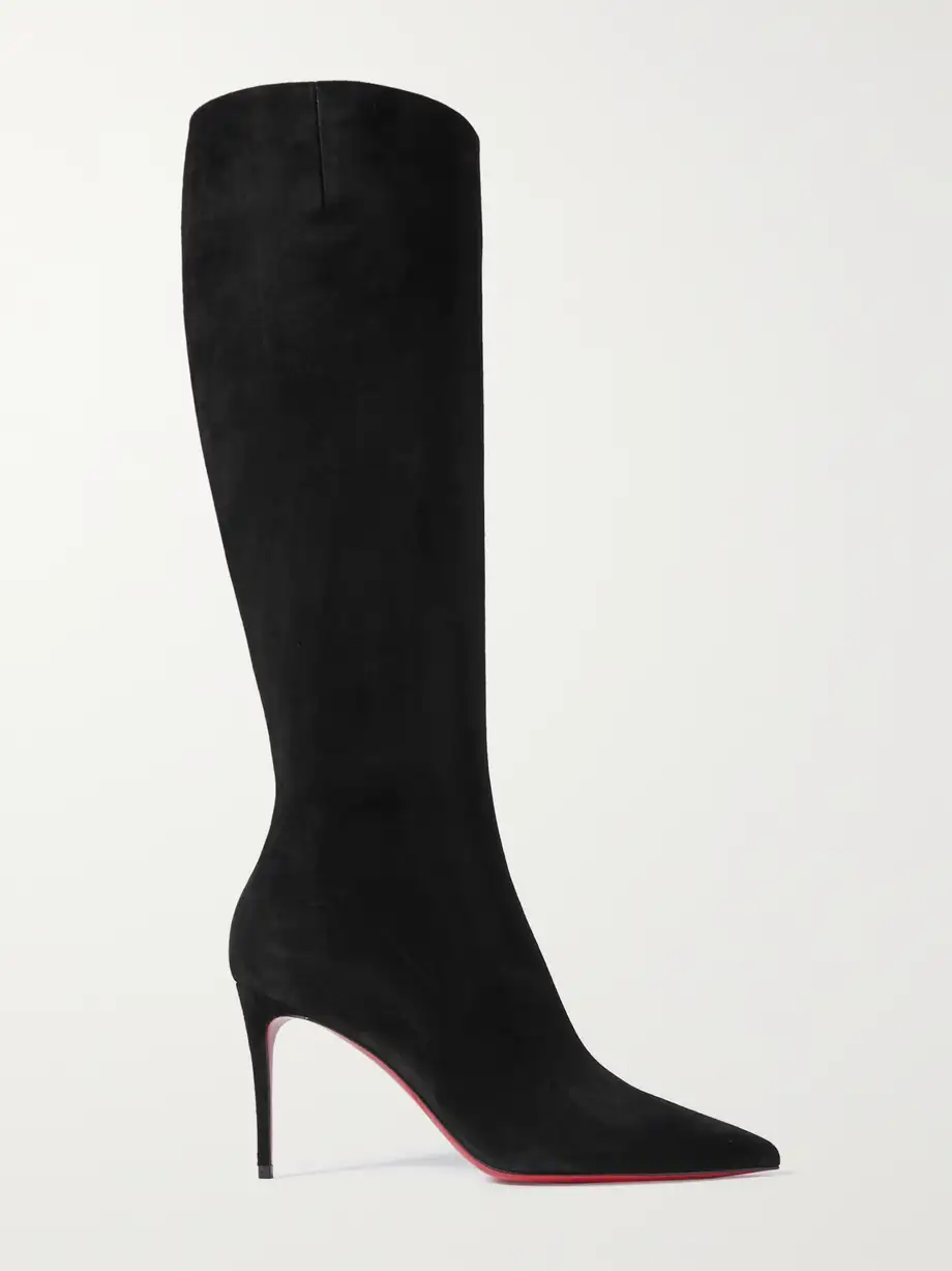 Christian Louboutin - Kate Botta 85 Suede Knee Boots - Black Cover