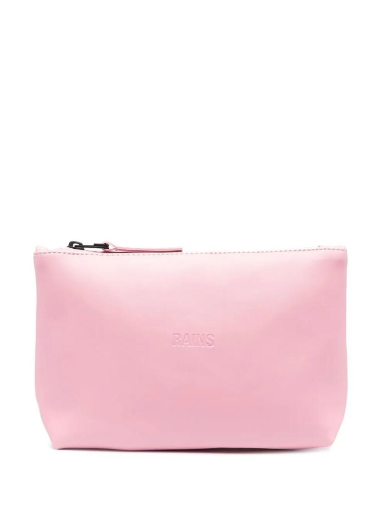 Rains embossed-logo faux leather makeup bag - Pink Cover