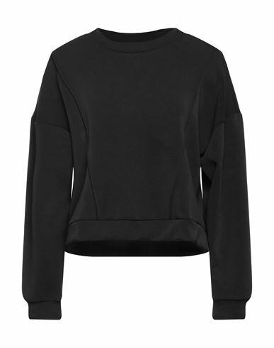 Lanston Woman Sweatshirt Black Polyester, Modal, Elastane Cover