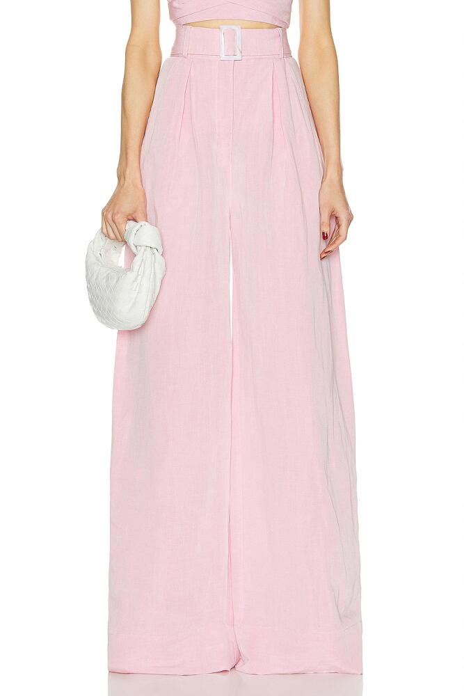 MATTHEW BRUCH Wide Leg Pleated Pant in Pink Cover