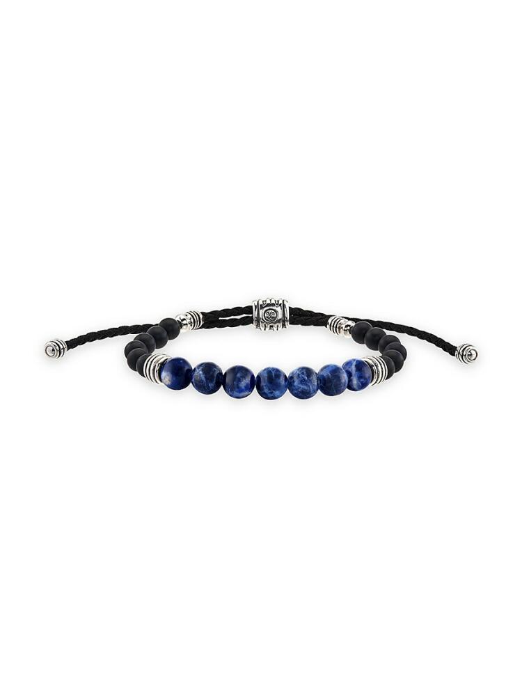 Esquire Men's Sterling Silver, Sodalite & Onyx Bolo Bracelet Cover