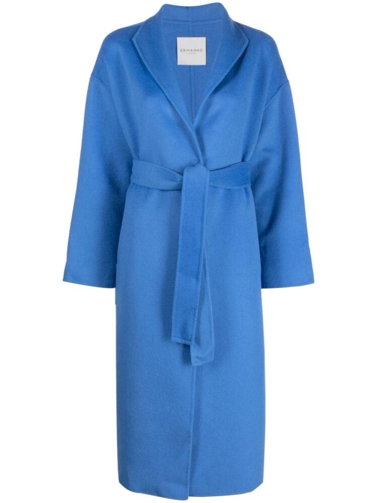 ERMANNO FIRENZE V-neck belted midi coat - Blue Cover