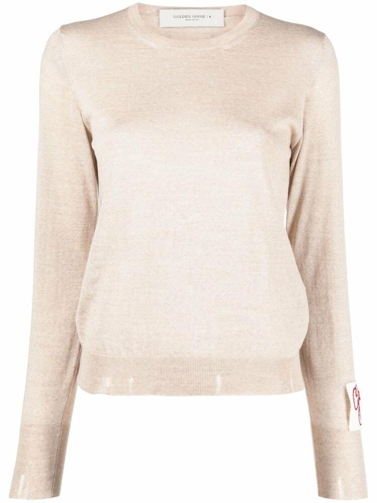 Golden Goose logo-patch crew-neck jumper - Neutrals Cover