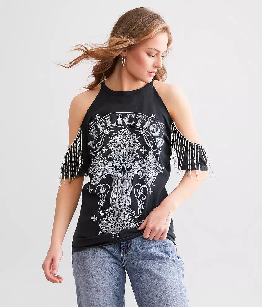 Affliction Versailles Rhinestone Fringe T-Shirt Cover